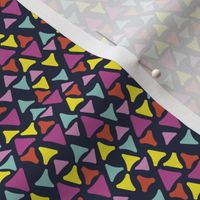 Party Triangles //Normal Scale // Navy Blue Background // Multi Color Triangles