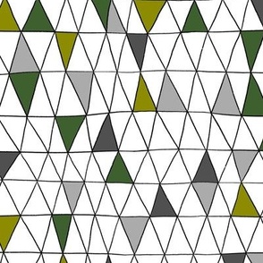 Hand Drawn Triangles - Greens and Greys 10x10 Repeat
