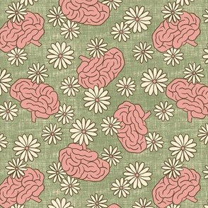 Daisies & Brains 2: Cream & Green (Large Scale)