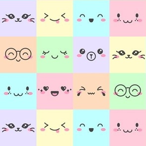 Kawaii Faces on Rainbow Boxes  (Medium Scale)