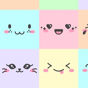 Kawaii Faces on Rainbow Boxes  (Large Scale)
