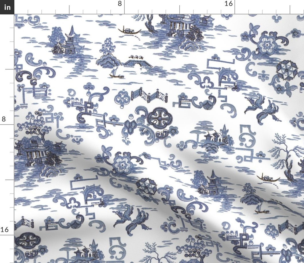 Blue Chinoiserie Toile Pattern