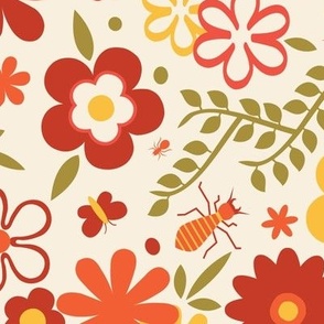 Bugs and Florals Large Scale Orange