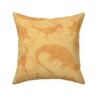 Ditsy Dinos Silhouette Extra Large Orange- Happy Dinosaurs Coordinate- Adventure- Orange- Green- Yellow- Brown- Orange- Home Decor- Dino Nursery Wallpaper- Dinosaur Wallpaper- Paleontology- Camo- Camouflage