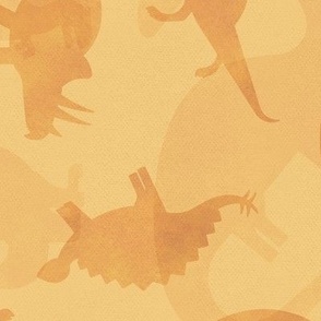 Ditsy Dinos Silhouette Extra Large Orange- Happy Dinosaurs Coordinate- Adventure- Orange- Green- Yellow- Brown- Orange- Home Decor- Dino Nursery Wallpaper- Dinosaur Wallpaper- Paleontology- Camo- Camouflage