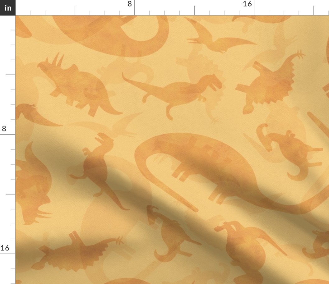 Ditsy Dinos Silhouette Extra Large Orange- Happy Dinosaurs Coordinate- Adventure- Orange- Green- Yellow- Brown- Orange- Home Decor- Dino Nursery Wallpaper- Dinosaur Wallpaper- Paleontology- Camo- Camouflage