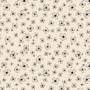 Daisy Blooms - Ditsy Mini- Black and cream