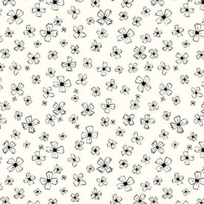 Daisy Blooms - Ditsy Mini- Black and white