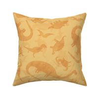 Ditsy Dinos Silhouette Large Orange- Happy Dinosaurs Coordinate- Adventure- Orange- Green- Yellow- Brown- Orange- Home Decor- Dino Nursery Wallpaper- Dinosaur Wallpaper- Paleontology- Camo- Camouflage