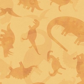 Ditsy Dinos Silhouette Medium Orange- Happy Dinosaurs Coordinate- Adventure- Orange- Green- Yellow- Brown- Orange- Home Decor- Dino Nursery Wallpaper- Dinosaur Wallpaper- Paleontology- Camo- Camouflage