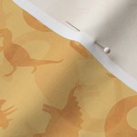 Ditsy Dinos Silhouette Small Orange- Happy Dinosaurs Coordinate- Adventure- Orange- Green- Yellow- Brown- Orange- Home Decor- Dino Nursery Wallpaper- Dinosaur Wallpaper- Paleontology- Camo- Camouflage