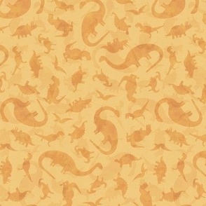Ditsy Dinos Silhouette Mini Orange- Happy Dinosaurs Coordinate- Adventure- Orange- Green- Yellow- Brown- Orange- Home Decor- Dino Nursery Wallpaper- Dinosaur Wallpaper- Paleontology- Camo- Camouflage