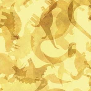 Ditsy Dinos Silhouette Large Yellow- Happy Dinosaurs Coordinate- Adventure- Orange- Green- Yellow- Brown- Orange- Home Decor- Dino Nursery Wallpaper- Dinosaur Wallpaper- Paleontology- Camo- Camouflage