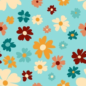 Groovy Floral Blue- Medium Scale