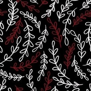 Red Chalkboard Scribble Leaves