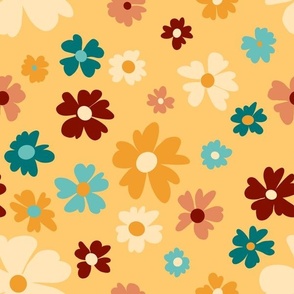 Groovy Floral Yellow- Medium Scale