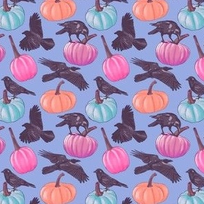 Pastel Pumpkins and Crows Lilac
