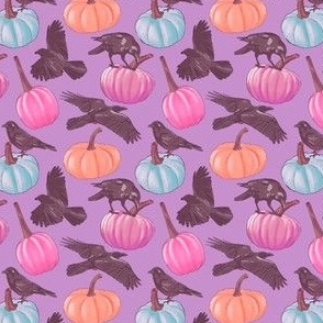 Pastel Pumpkins and Crows Lavender
