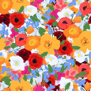 Bright saturated flowers with strokes of paint