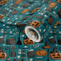 vintage halloween teal