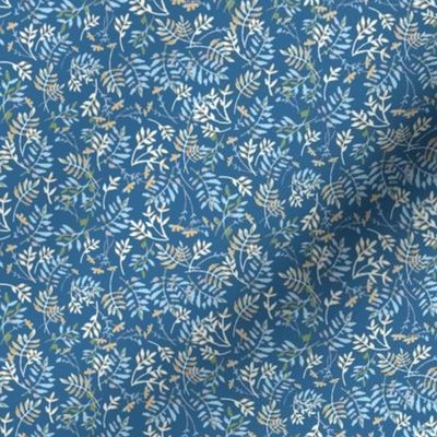 376 $  - Small scale William Morris inspired watercolor leaves and florals - for apparel, quilting and soft furnishings