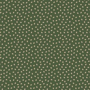357 - Ditsy mini tiny scale Scattered wheat grain in olive green and cream - 100 Pattern Project - for quilting, wallpaper, bed linen, patchwork, crafts and apparel
