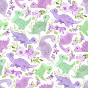 Pastel Dinosaur Babies - lilac purple and pale sage green