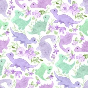Pastel Dinosaur Babies - pale purple and green 