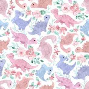 Pastel Dinosaur Babies - dusty pink, purple, and green 