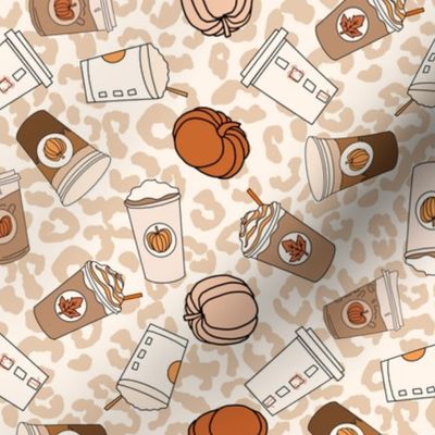 LARGE pumpkin spice leopard fabric - cute neutral psl design