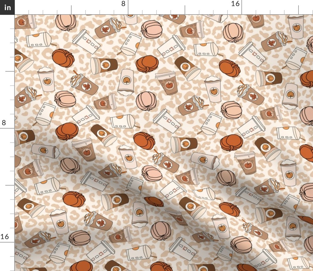 LARGE pumpkin spice leopard fabric - cute neutral psl design