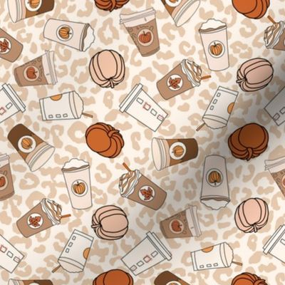  SMALL pumpkin spice leopard fabric - cute neutral psl design