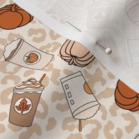  SMALL pumpkin spice leopard fabric - cute neutral psl design