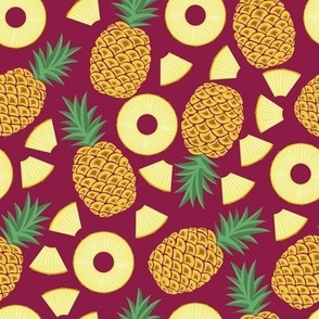 Power Pineapple // Normal Scale // Tropical Fruits // Pina Colada Party // Yellow Pinnaple Cardinal Color Background
