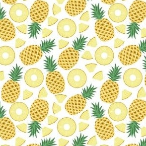 Pineapple Cocktail // Normal Scale // Tropical Fruits // Pina Colada Party // Yellow Pinnaple White Background