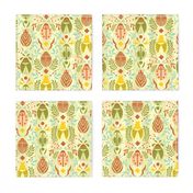 beetles and ladybugs retro bugs yellow/ sage green