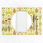 beetles and ladybugs retro bugs yellow/ sage green