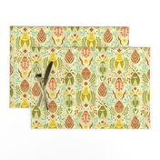 beetles and ladybugs retro bugs yellow/ sage green