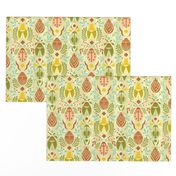 beetles and ladybugs retro bugs yellow/ sage green