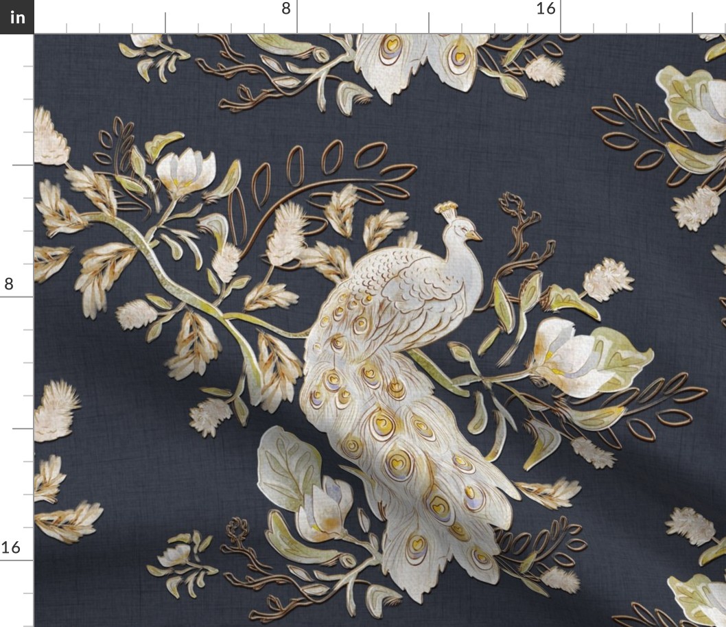 navy neutral botanicals & jungle white peacock  _large  scale