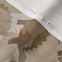 Ditsy Dinos Silhouette Large Brown- Happy Dinosaurs Coordinate- Adventure- Beige- Taupe- Brown- Home Decor- Dino Nursery Wallpaper- Dinosaur Wallpaper- Paleontology- Camo- Camouflage