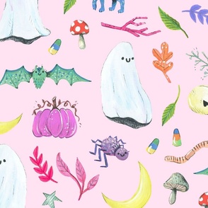 Large Pastel Halloween on Pink