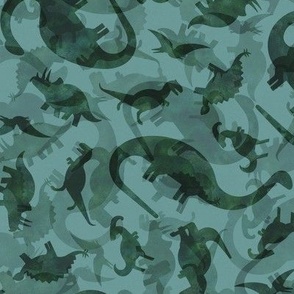 Ditsy Dinos Silhouette Small Teal- Happy Dinosaurs Coordinate- Adventure- Orange- Green- Yellow- Brown- Orange- Home Decor- Dino Nursery Wallpaper- Dinosaur Wallpaper- Paleontology- Camo- Camouflage