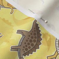 Ditsy Dinos Medium Yellow- Happy Dinosaurs Coordinate- Adventure- Orange- Green- Yellow- Brown- Home Decor- Wallpaper