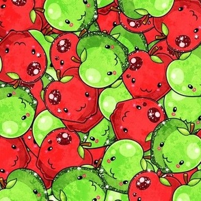 Kawaii Apples Red green 