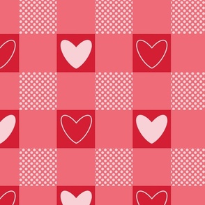 Pink Hearts Gingham - pink checker, valentines