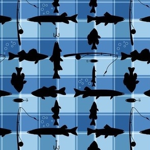 Blue Fishing Plaid Pattern