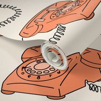 Small Retro Vintage Telephone with Cord in Orange