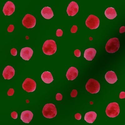 Red Watercolor Dots on Green
