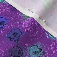 pastel Halloween sketchy skulls on purple